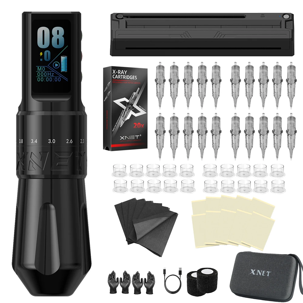 XNET TAOLS Wireless Tattoo Machine Kit With Tattoo Transfer Machines Adjustable Stroke 2.0-4.2mm Tattoo Set For Tattoo Artists