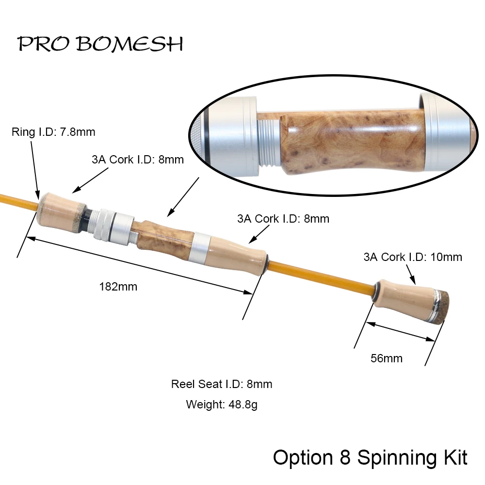 Pro Bomesh Holz Spinning Casting Reel Sitz Split 3A Kork Griff Kit DIY Forelle Angelrute Gebäude Komponente Reparatur Zubehör – Detail 25