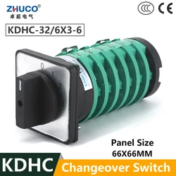 ZHUCO KDHC-32/6X3-6 690V 32A 4 Position 6 Pole Electric Adjustable Welding Machine Custom Rotary Changeover Cam Switch