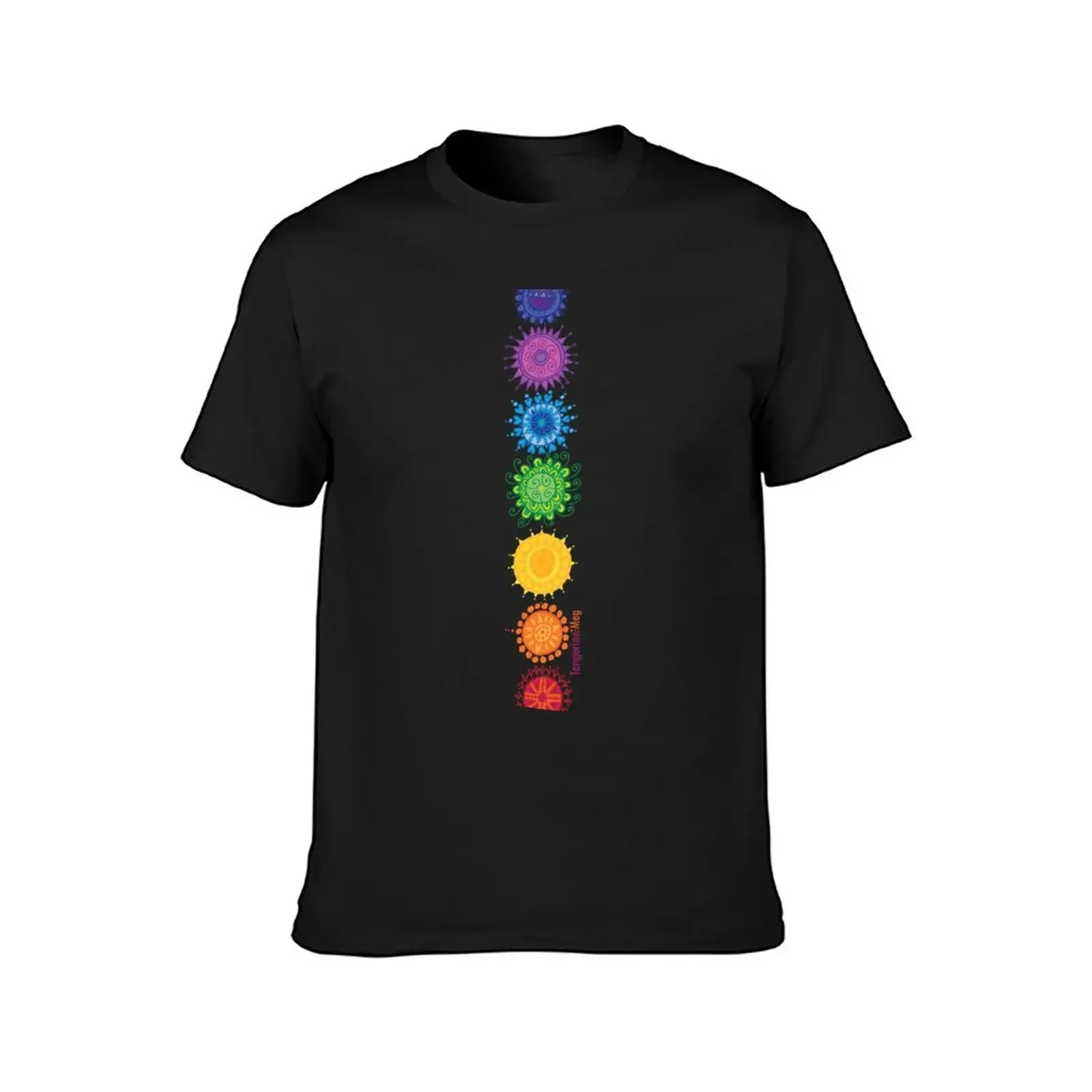 Chakra rainbow flowers T-Shirt korean fashion plus size clothes man t shirt anime shirts men