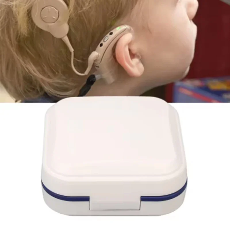 Portable White Earphone Storage Box Case Container Hearing Aids Supplies Easy Carrying with Anti-drop Hearing Aid Accessories