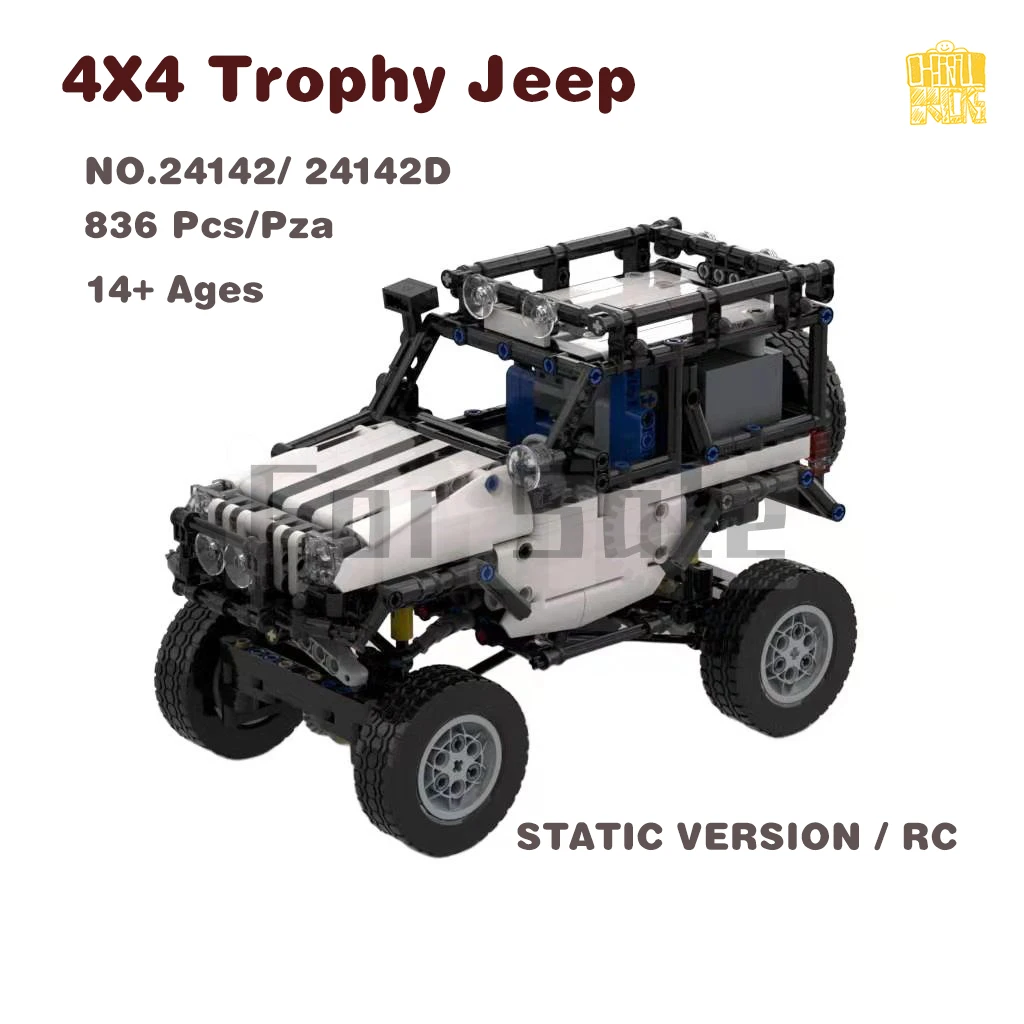 Moc-24142 4X4 Jeep Off Road Voertuig Model Met Pdf Tekeningen Bouwstenen Kids Diy Speelgoed Verjaardag Kerstcadeau