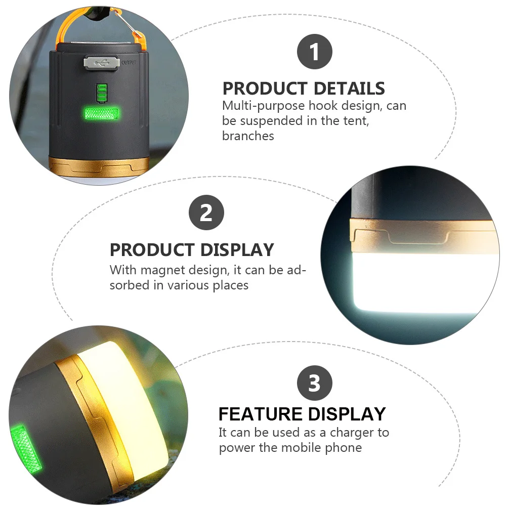 1 set Lampu Tenda LED Isi Ulang Portabel Lampu Camping Desain Magnet Ponsel Lampu Darurat Perjalanan Luar Ruangan