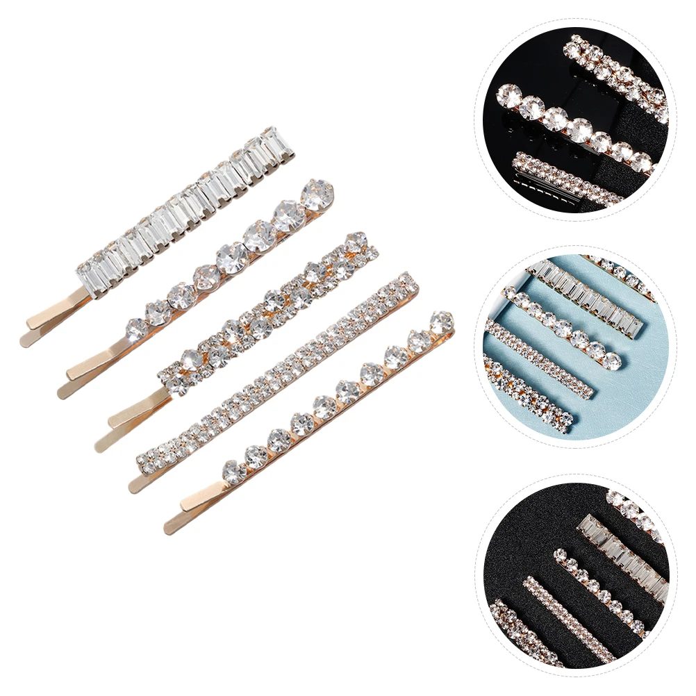

5Pcs Rhinestone Hair Clip Wedding Accessories Bride Bobby Pins Barrettes Hairpins Straight Curly Ponytail Braiding Hairstyles