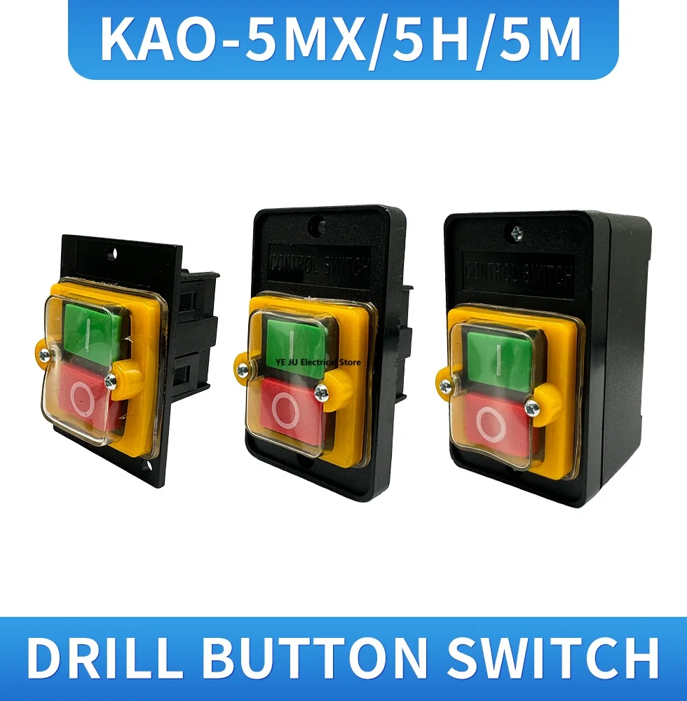 KAO-5H KAO-5M KAO-5MX 10A 380V for Cutting Machine Bench drill SwitchWaterproof Push Button Switch Power On/ Off Switch KAO-5