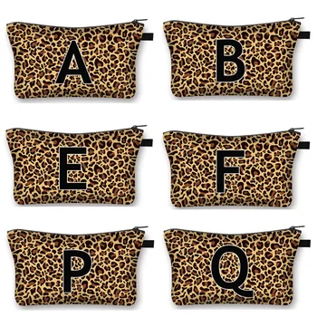 Kosmetiktasche mit Leoparden-Alphabet, A-Z, Buchstaben, Make-up-Tasche, Lippenstift, Servietten-Organizer, Reißverschlusstasche, Damen-Kosmetiktasche, Brautjungfern-Geschenk