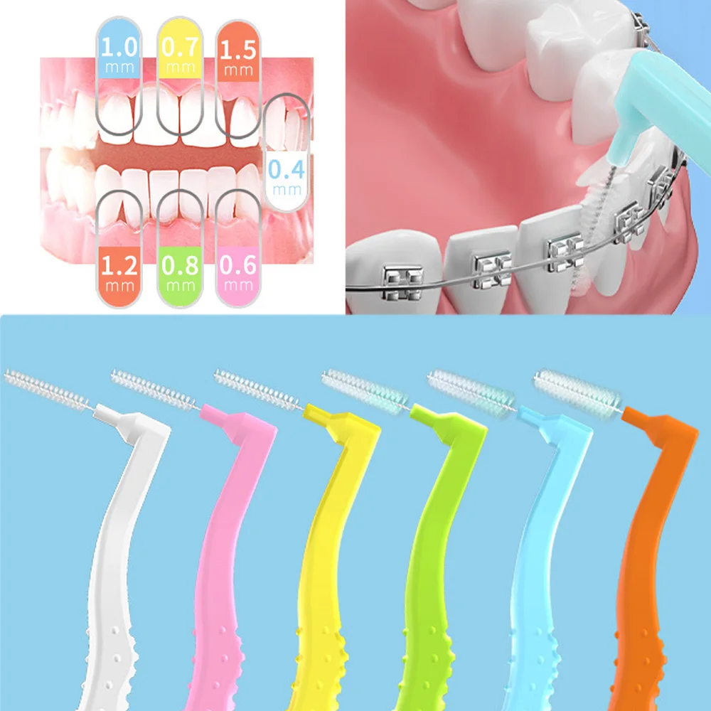 5/10pcs L-shaped Interdental Brush Ultra Fine 0.4-1.5mm Cleaning Brush Between Teeth Orthodontics Brace Brush Oral Care Tools