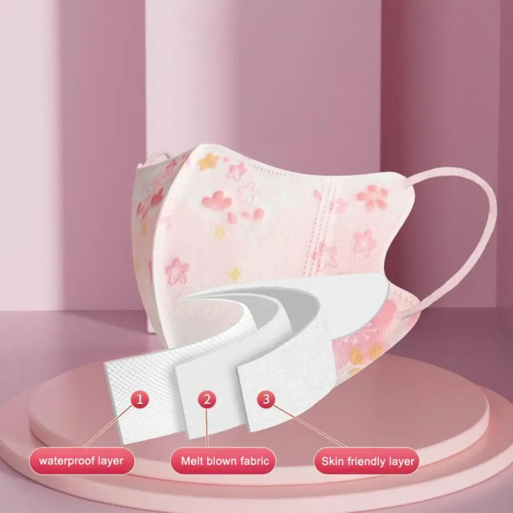 10 pz Sfumatura di Colore di Stampa Maschera Usa E Getta V-face 3 strati Maschera Antipolvere Design 3D Copertura Protettiva Per Il Viso Donne Femminili