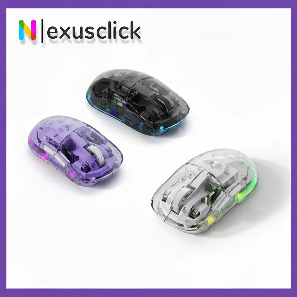 

Transparent Tri-Mode Bluetooth/2.4G/Wireless Gaming Mouse,DPI Rechargeable Ergonomic Design RGB Optical Mouse For PC Laptop iPad
