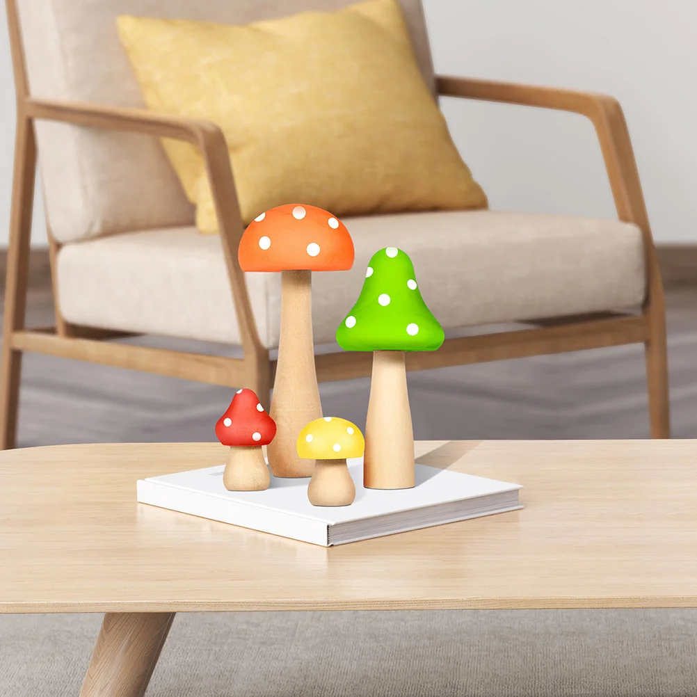 12 قطعة الحرف الخشبية الفطر لم تنته Diy بها بنفسك الاطفال اللوحة فطر الخشب الصغير للأطفال الإبداع Diy بها بنفسك الكتابة على الجدران نماذج الخشب #2