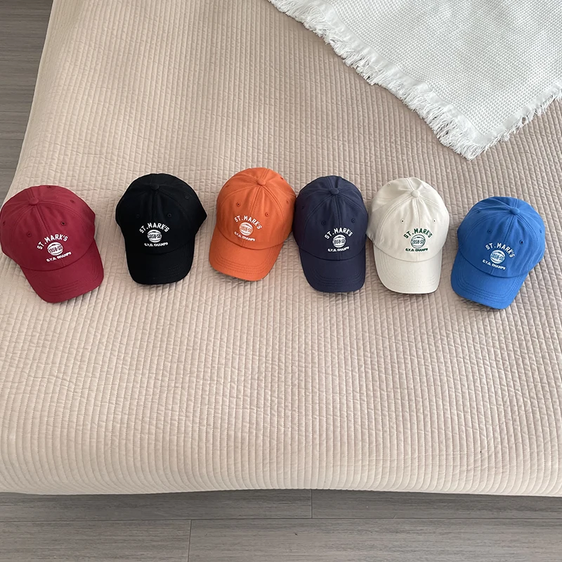 Kids Baseball Cap Retro Handsome Letter Embroidery Children Girl Boy Sun Hat Spring Summer Outdoor Adjustable Beach Hat