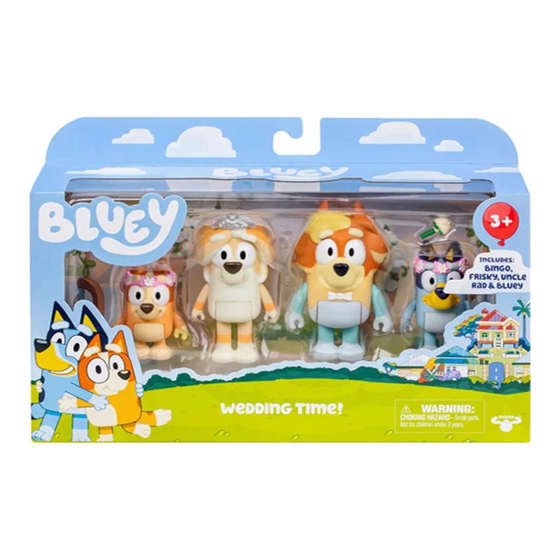 Anime The Bluey Family Wedding Toy Figure Set Cartoon Dog Doll Handmade Children Desktop Decoration Ornaments Boy Girl Gifts