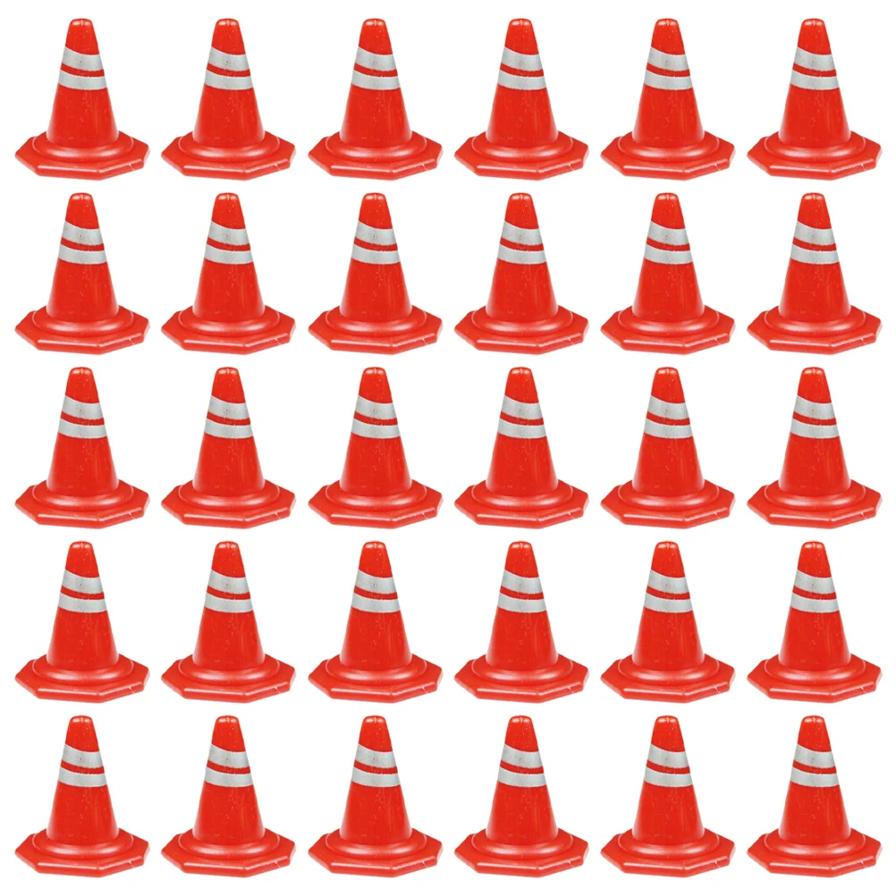 

50 Pcs Road Signs Kids Traffic Toy Cones and Simulation Roadblocks Red Miniature Barrier Cognitive Child