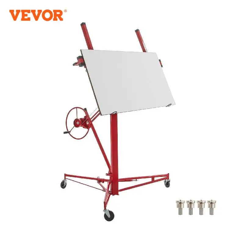 VEVOR 16Ft Drywall Rolling Lifter with Lockable Wheels 150Lbs Capacity Heavy Duty Plasterboard Panel Tilting Hoist Jack Lifter
