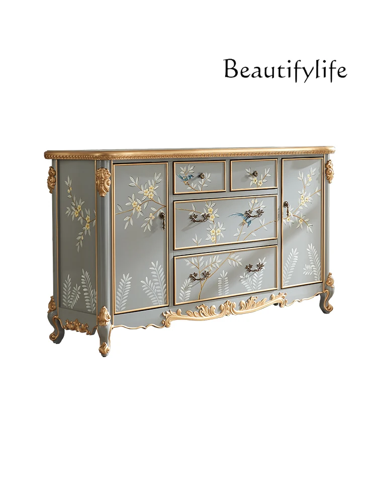 

Sideboard Cabinet Solid Wood Locker Storage Painted Curio Cabinet Living Room Multi-Functional Storage Cabinet