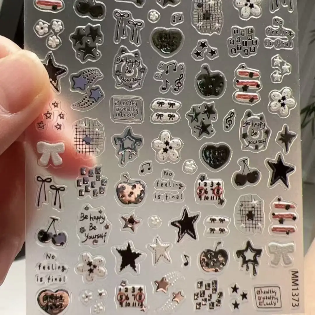 New Personalized American Sweet Cool Apple Star Hot Silver Manicure Stickers Diy Nail Decoration Stickers Retro Simple Stickers view 5