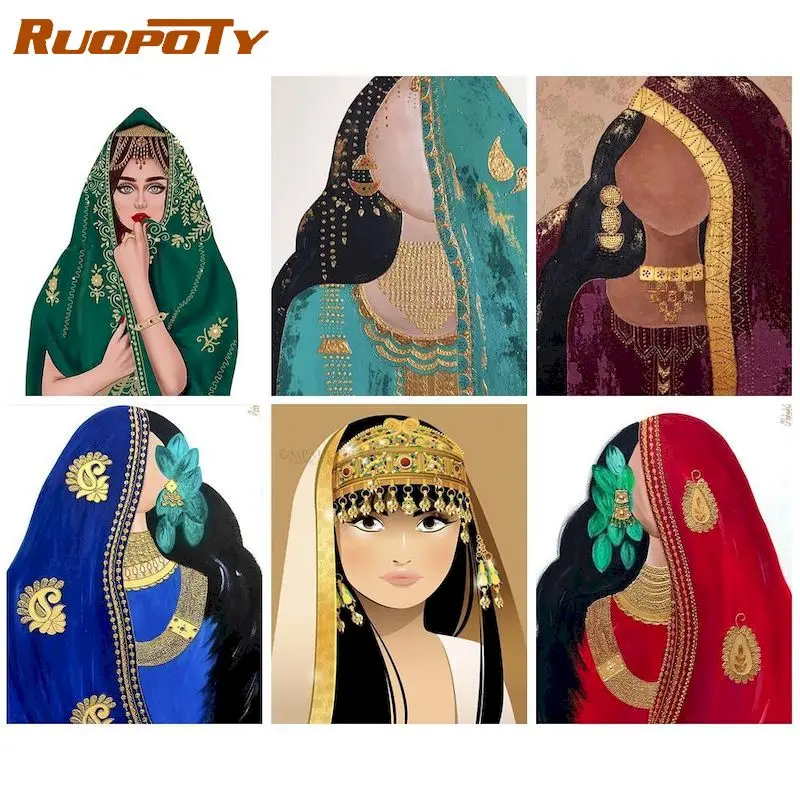 

RUOPOTY Diy Diamond Painting Beautiful Masked Woman Embroidery Sale Portrait Mosaic Diamond Decor For Home Gift