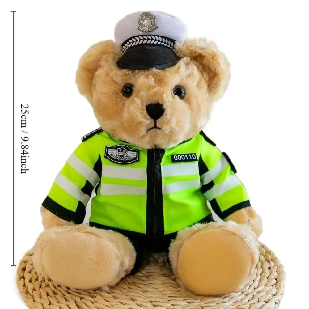 Ours en peluche de police de la circulation en coton PP doux, jouet en peluche, uniforme de police mignon, cadeau d'anniversaire pour enfants, décoration d'intérieur en peluche pour bébés