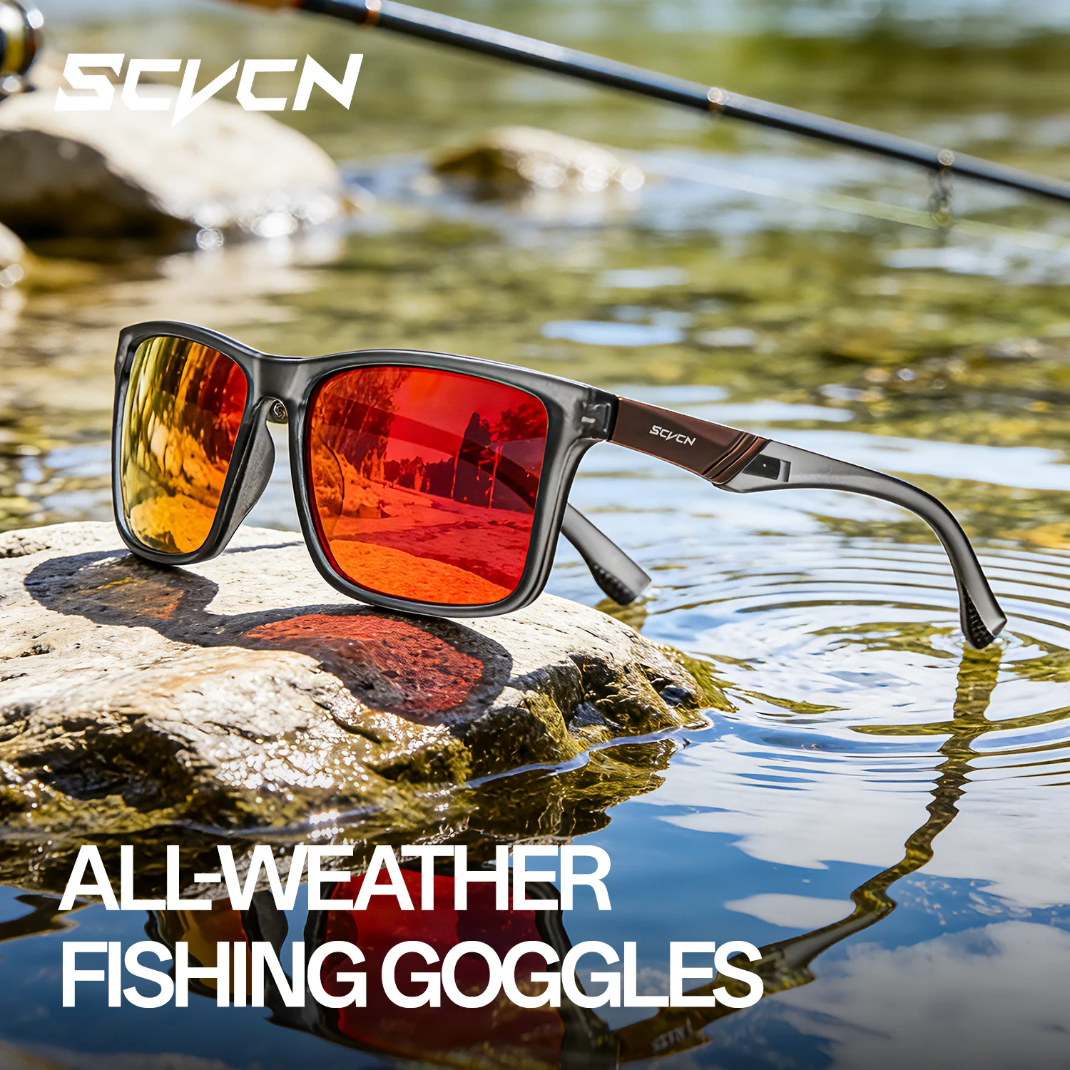SCVCN Polarisierte Angelbrillen für Outdoor-Sport, Photochrome Brillen für Herren, UV400-Schutz für Radfahren und Wandern