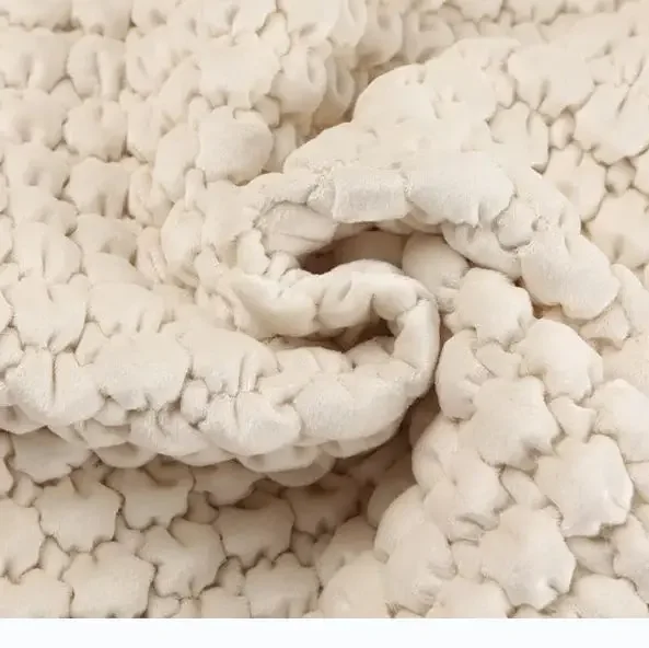 New 3D embossed quilted bubble circle short plush fabric, for garment lining, jackets, DIY handmade bag fabric - view 5