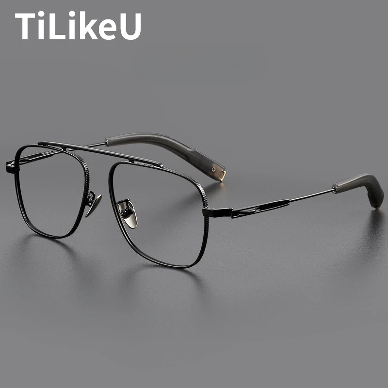 High Quality Men's Myopia Prescription Glasses Frame Brand Replica Titanium Alloy Square Full Rim Eyeglasses Hand-made Male 2024