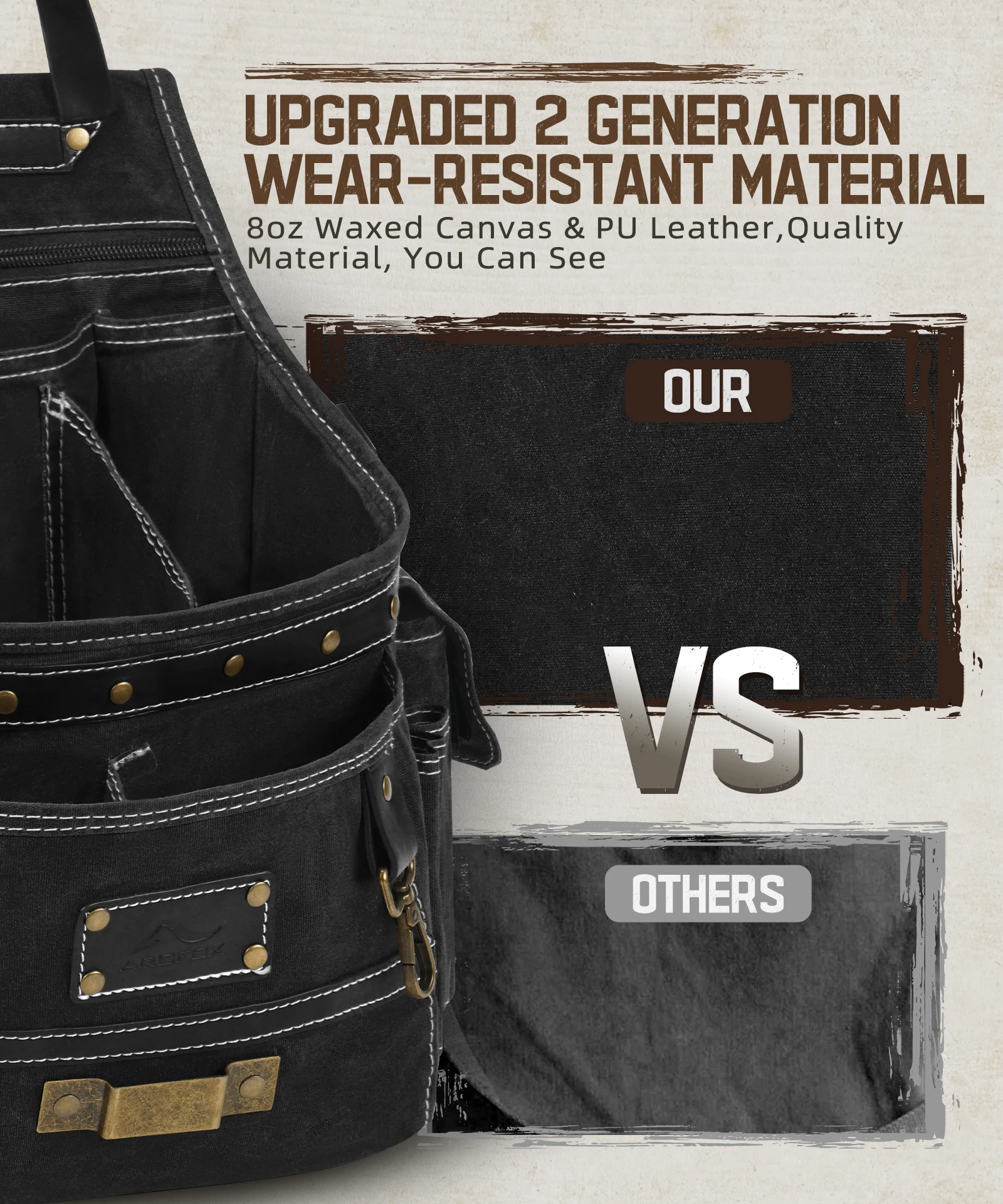 Canvas Tool Waist Bag with 11-Pockets Tool Belt Pouches for Man Carpenter Woker Repairman Tool Bags