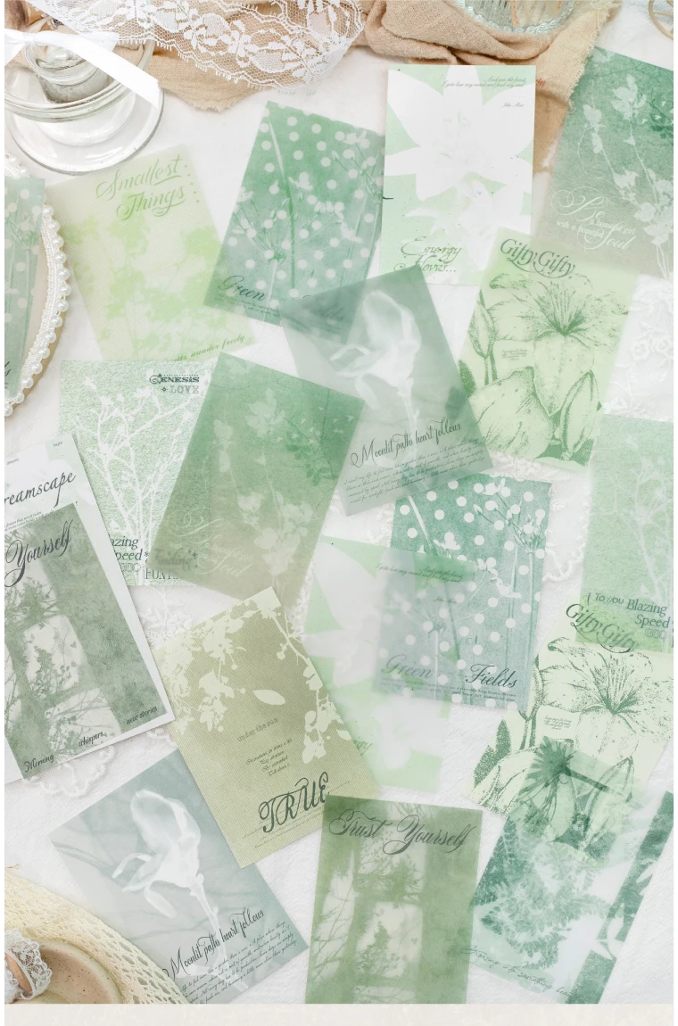 Journal GO 20 Stück helles Retro-Lila Blumenpapier, durchscheinende ästhetische Bastelblätter für Planer, Scrapbooking, Journaling – Detail 9
