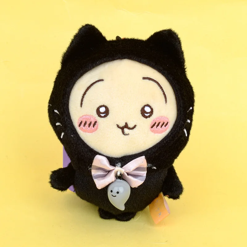 Cute Cartoon Kawaii czarny kot Halloween Chiikawa Usagi Hachiware Pizza pluszowa zabawka brelok do kluczy z ozdobą zabawka prezent