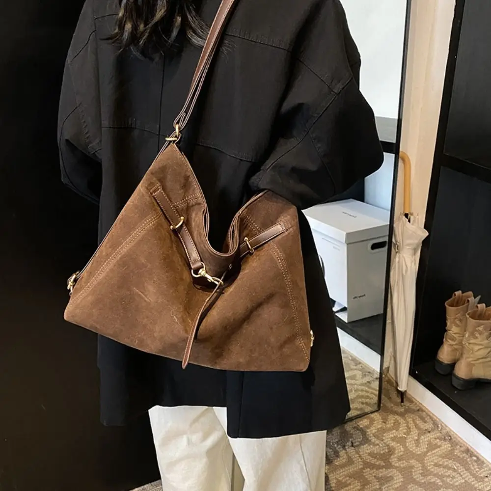 

Cute Large Capacity Suede Shoulder Bag Fashion Korean Style Ladies Crossbody Bag Handbag Solid Color Tote Bag Travel