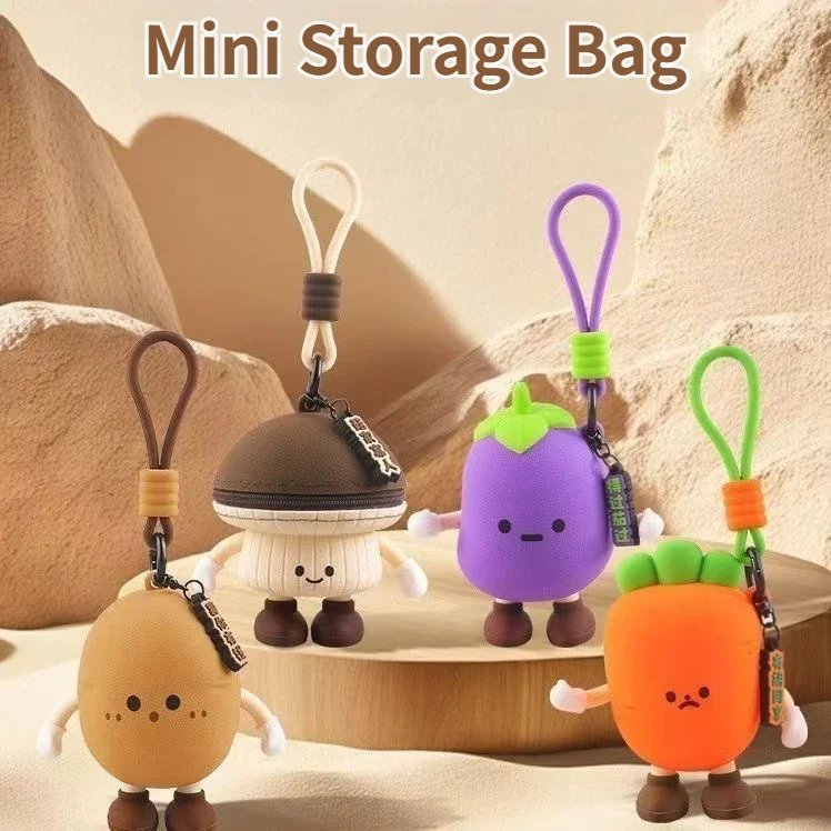Creative Cute cartoon Vegetable Silicone Storage Coin Purse Keychain Exquisite Fashion Bag Pendant Gift for Friends