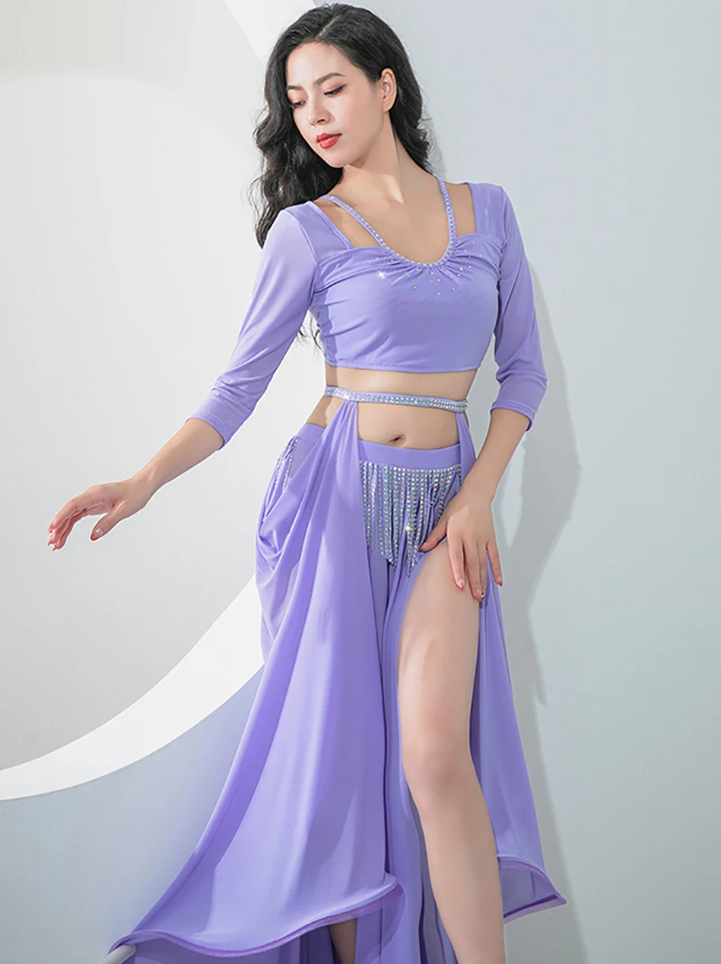 Women Adult Original U-shaped Belly Dance Costumes Light Luxury Training Costumes Simple Performance Party Club Costumes