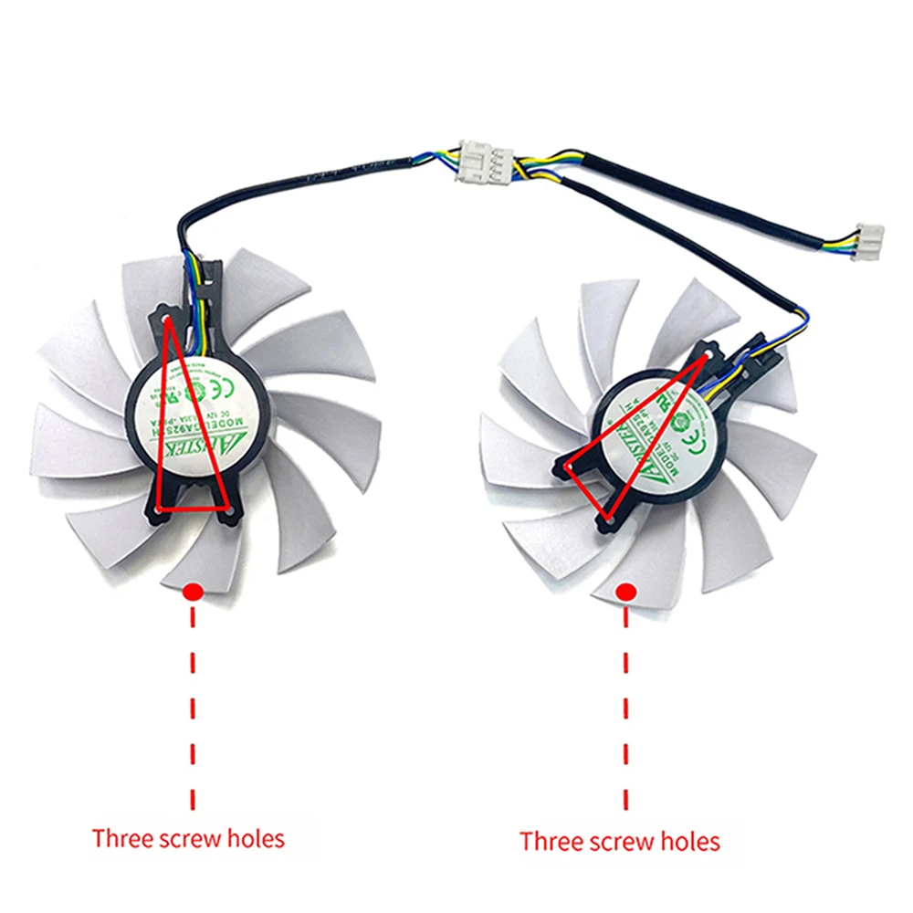 For ZOTAC GTX1660 SUPER Destroyer HY/HB Graphics Card One Pair of White Cooling Fans
