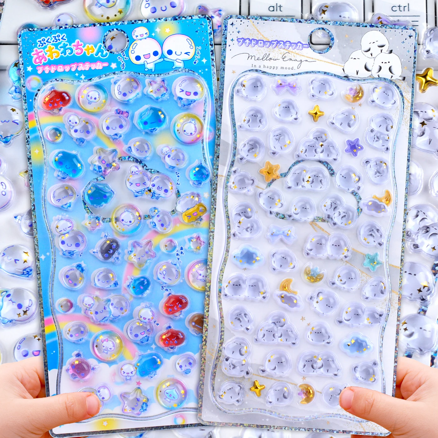 Original Cartoon Water Drop 3D Relief Crystal Stickers Cute Refrigerator Sticker Handbooks Decoration Creativity Reward Toy