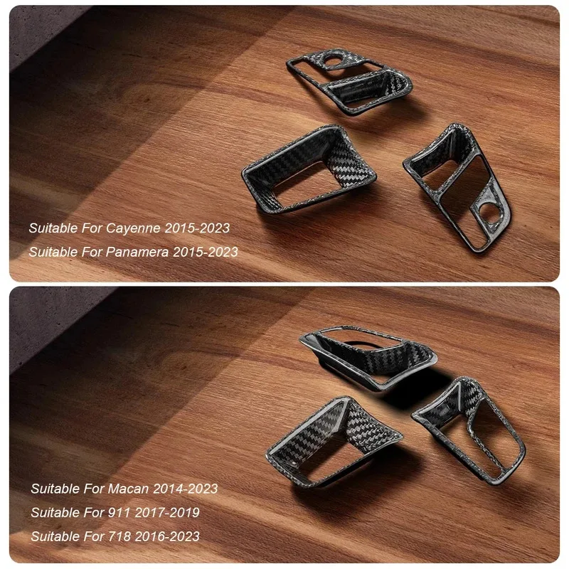 Real Carbon Fiber Car Steering Wheel Button Panel Cover Trim Switch Strip Frame For Porsche Cayenne Panamera 2015-2023 Macan 911
