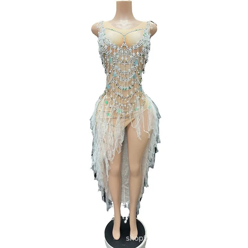 Autumn On The New Sexy Side Split Dance Ballroom Performance Clothes Birthday Party Socialite Live House Wear Vestidos Elegantes