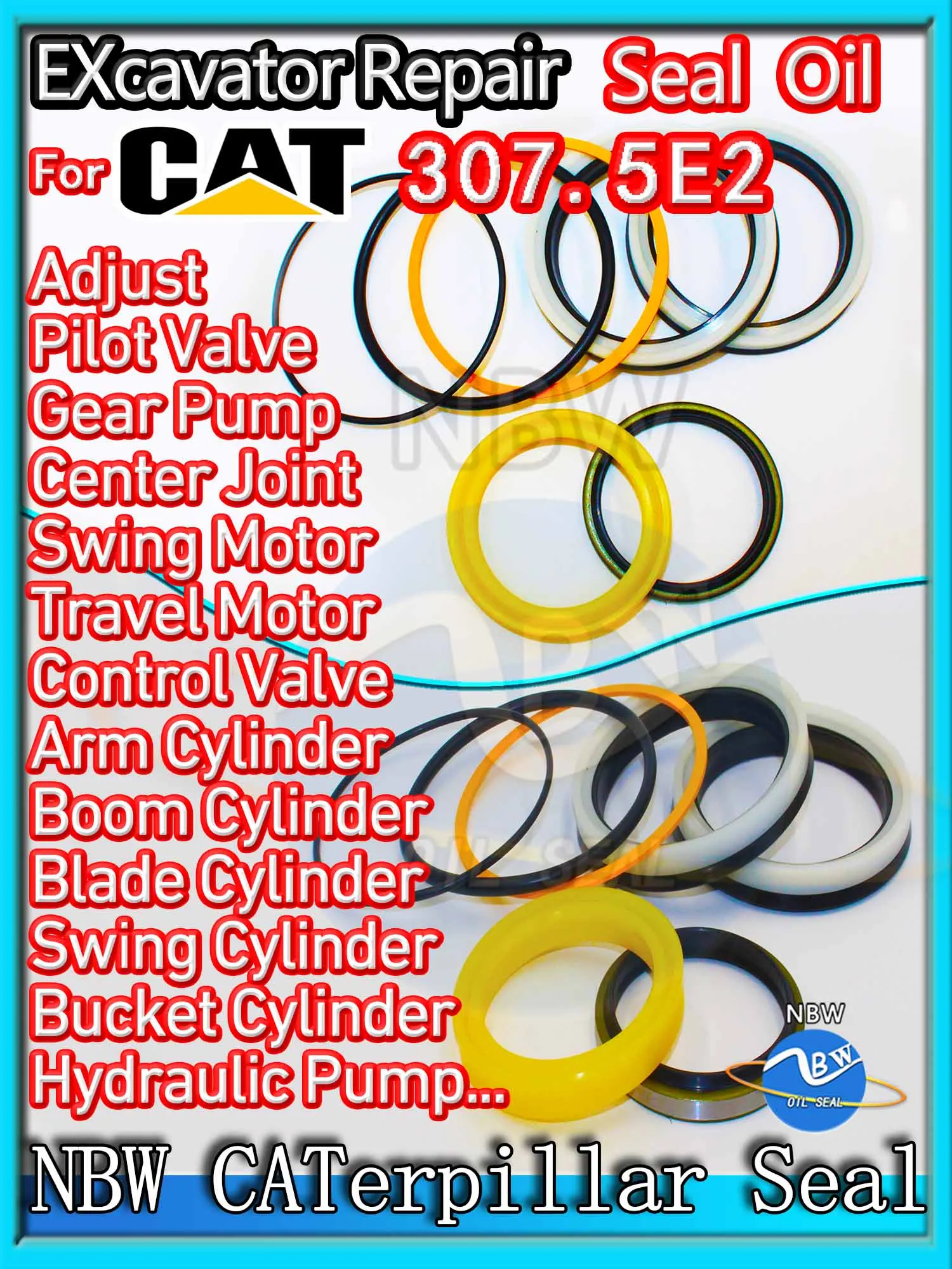 

For Caterpillar 307.5E2 Excavator Oil Seal Kit High Quality Repair Cat Spovel Hammer Construction Tool Set Pack Heavy Master