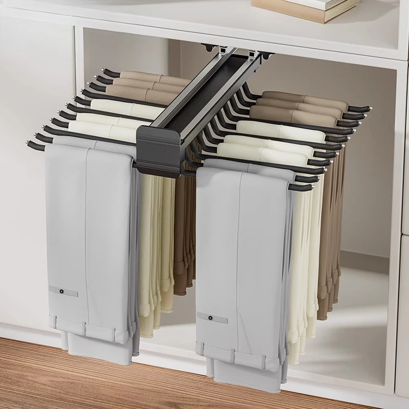 

Pants Rack Telescopic Wardrobe Home Telescopic Pants Rack Pull-out Top-mounted Rack Built-in liding Rail Hardware Accessories