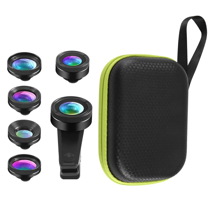 New-APEXEL New 6In1 Kit Camera Lens Photographer Mobile Phone Lenses Kit Macro Wide Angle Fish Eye CPL Filter For Iphone Xiaomi