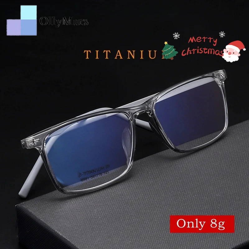 

OLLYMURS очки из чистого титана, деловые ретро-модные очки TR90, черные удобные квадратные компьютерные очки для близорукости, оптическая оправа 8881