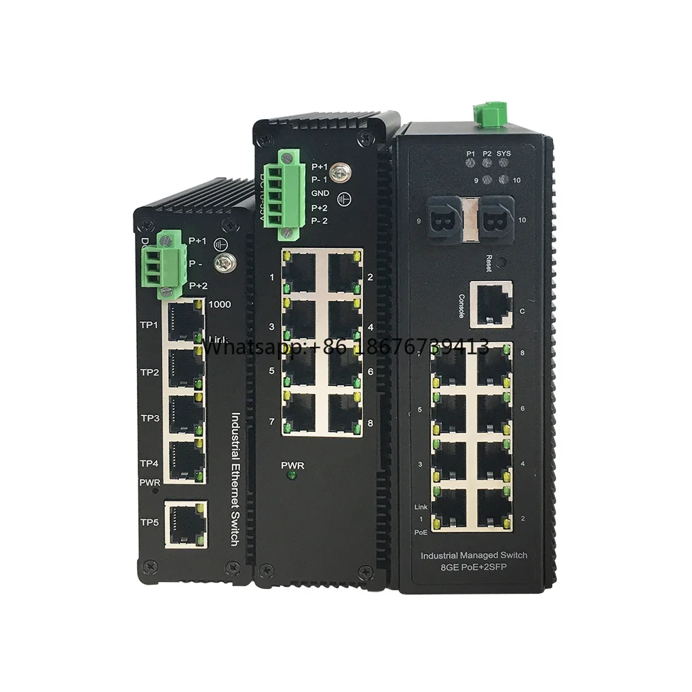 Factory Selling 24V 8 Port Passive Poe Switch 8*10/100/1000Mbps RJ45 PoE  Port with 2G SFP Uplink Din-Rail