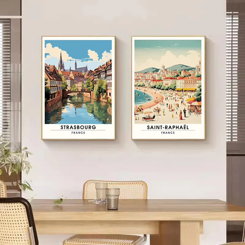 ملصق منظر طبيعي للمدينة السياحية القديمة ، صور فنية جدارية شمالية ، لوحة قماشية ، ديكور منزلي ، سفر ، باريس ، مارسيليا ، كاسيس #2