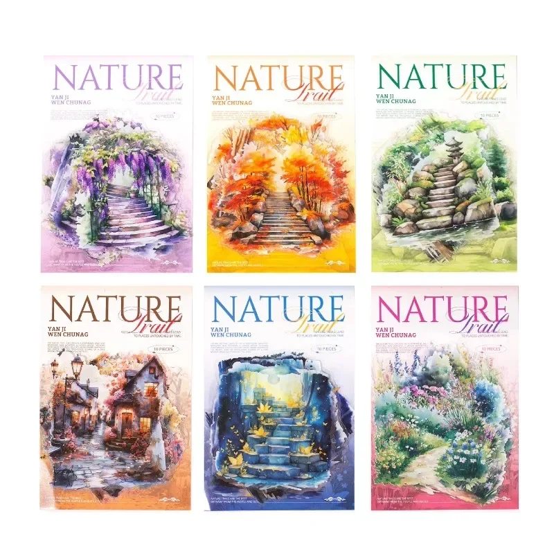 10pcs Supplies Trail Landscaping Package Material Decorative Nature Stickers Handbook DIY Scrapbook Cut 155*95mm