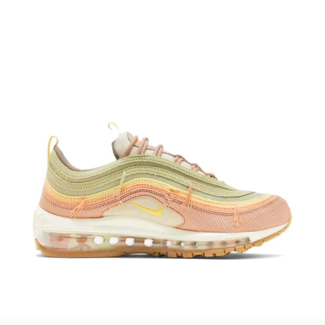 

Nike Air Max 97 Women's Running Shoes, Versatile, Lightweight, Non Slip, Avant Garde Sneakers, Pink/Green
