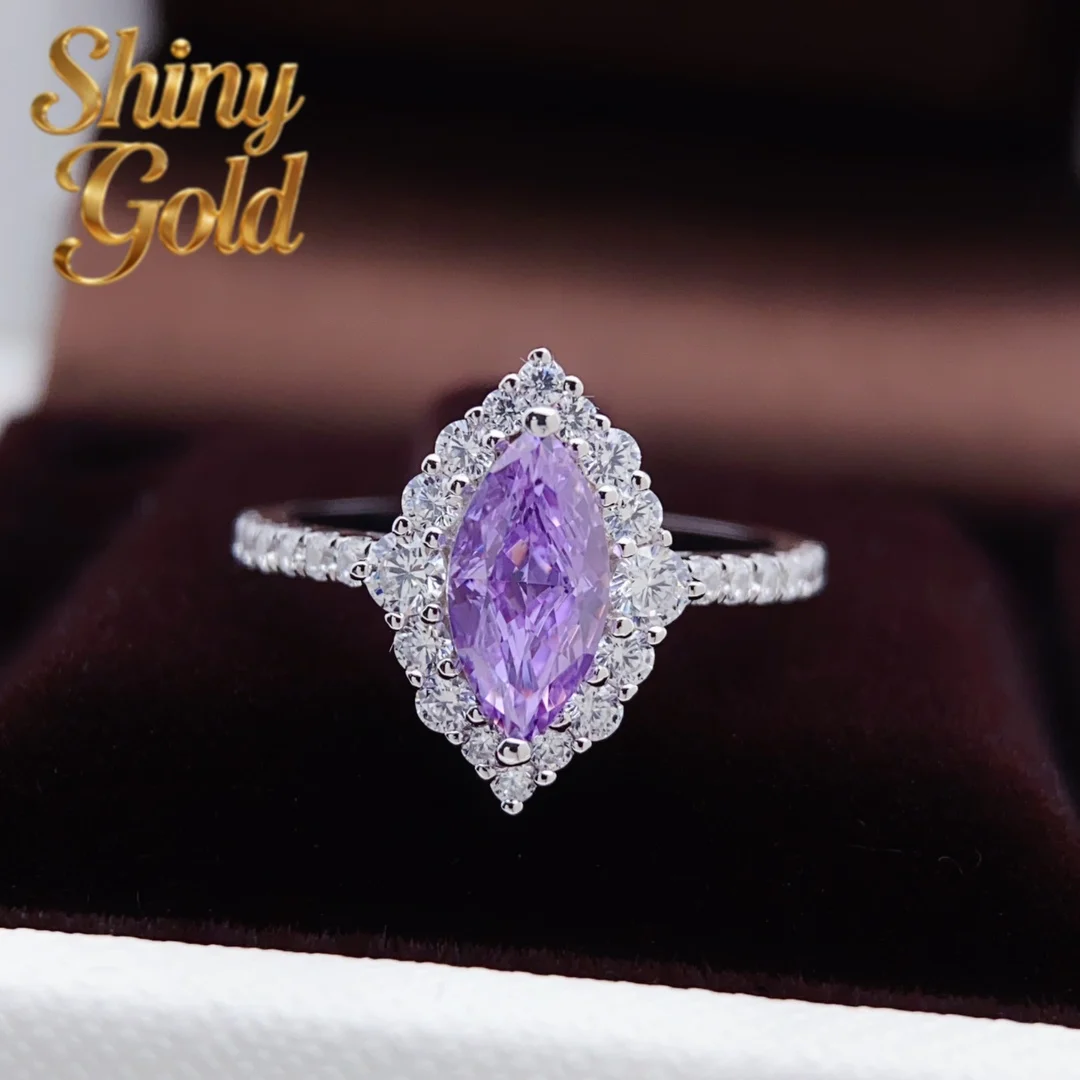 

Кольцо ShinyGold с искусственным шпинелем 1 карат, 5*10 мм, огранки маркиз, для женщин, из стерлингового серебра 925 пробы, свадебное кольцо, 238r