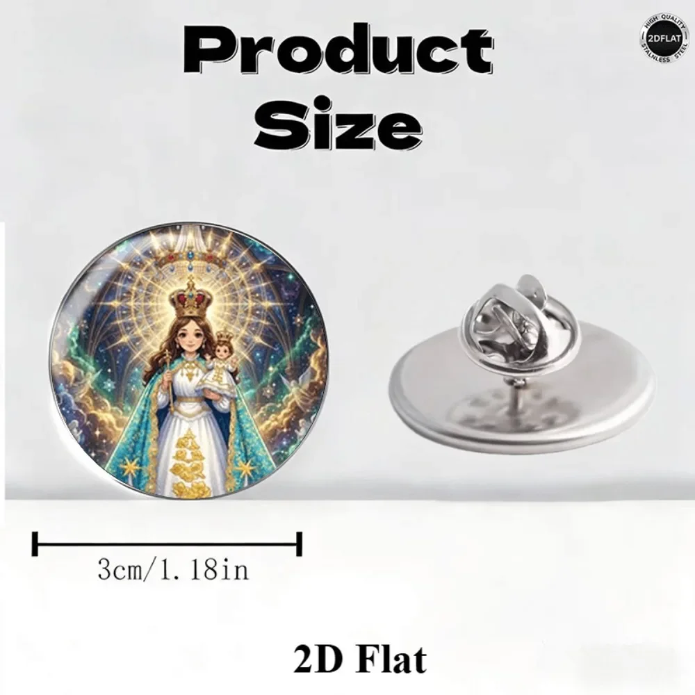 6/12/20 Pcs 2D Flat Virgin Mary Holding Infant Jesus Brooch,Stainless Steel Lapel Pin,Fade‑Resistant Faith‑Themed Accessory Gift