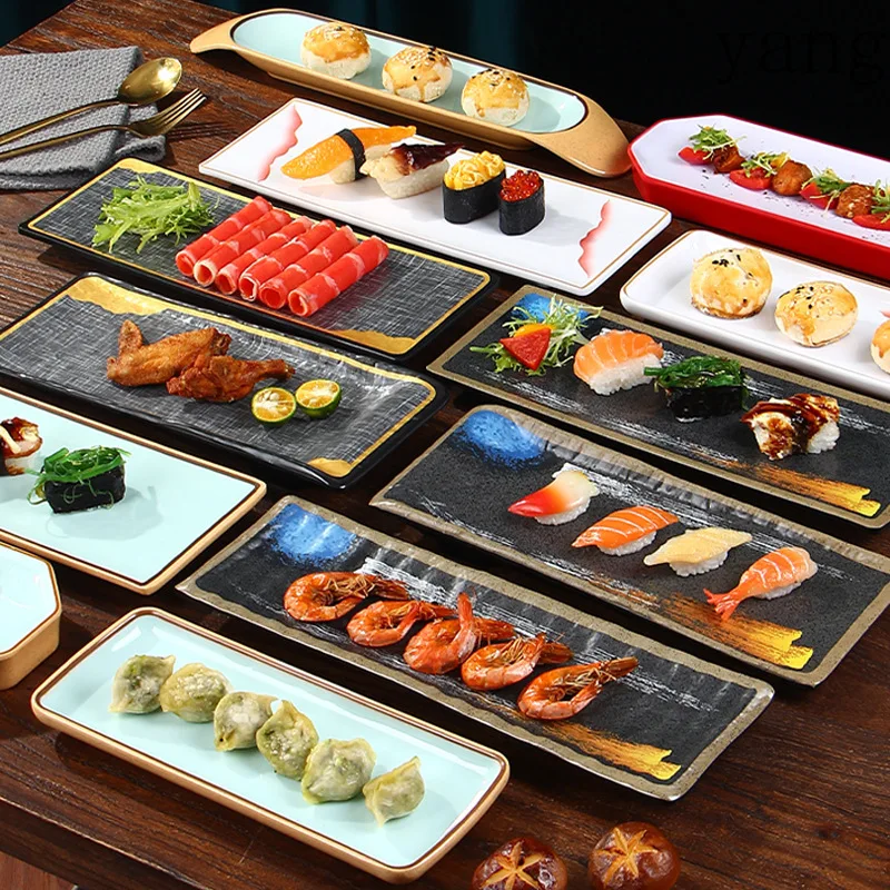 

LMM Rectangle Sushi Plate Barbecue Long Plate Western Dim Sum Long Plate