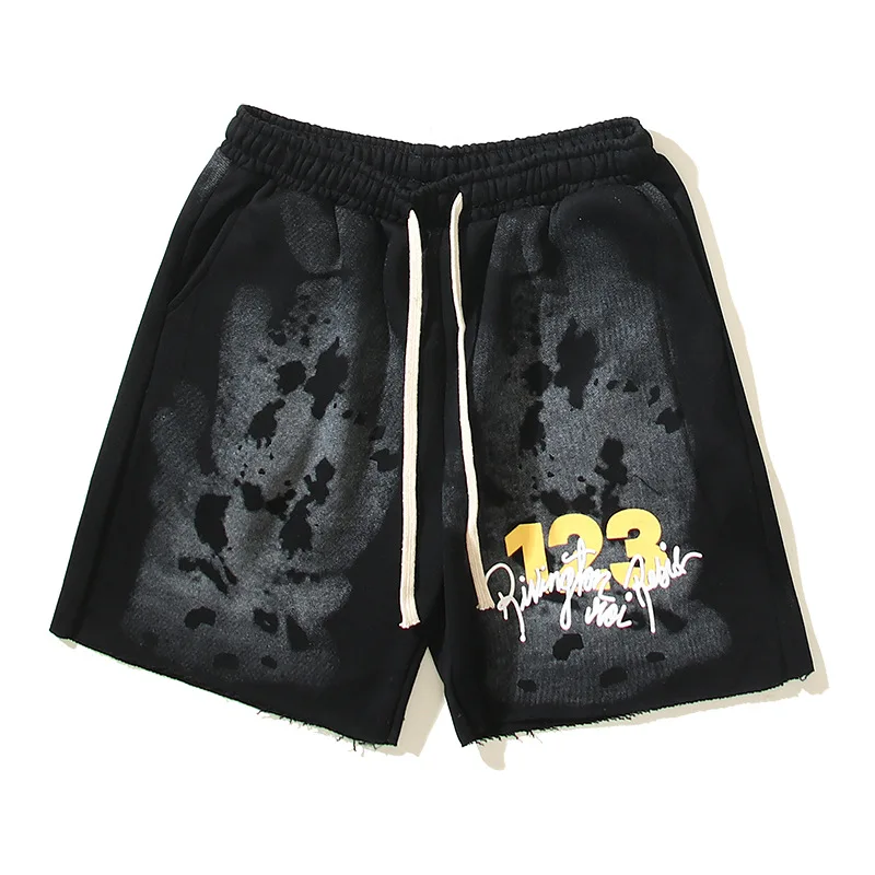 2024ss High Street RRR123 Inaka Power Sweatpants Gym Casual Shorts Retro Distressed Men Clothing Overside