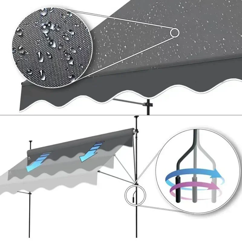 Toldo telescópico plegable para exteriores, sombrilla de techo para jardín, balcón, pérgola, sin necesidad de perforación