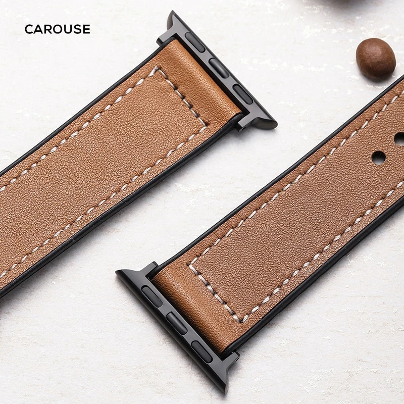 For Apple Watch Series 6 se 5 4 3 2 1 Genuine Leather + Silicone Band Strap for iWatch  Smart Watch Accessory apple watch strap