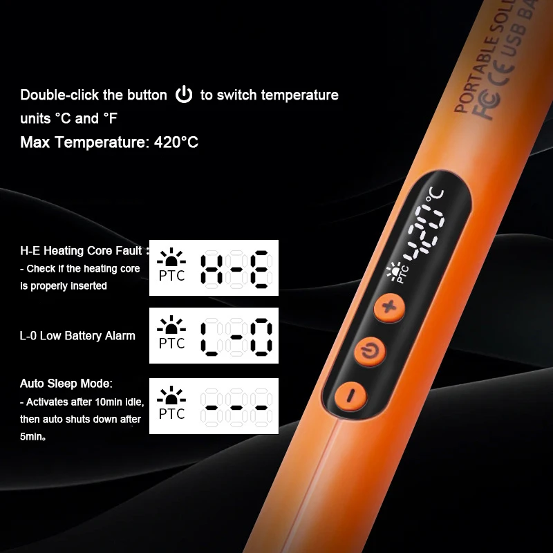 Mini Portable Digital USB Soldering Iron LED Display Rechargeable Battery DIY Electronics Home Appliance Repair Soldering Kits